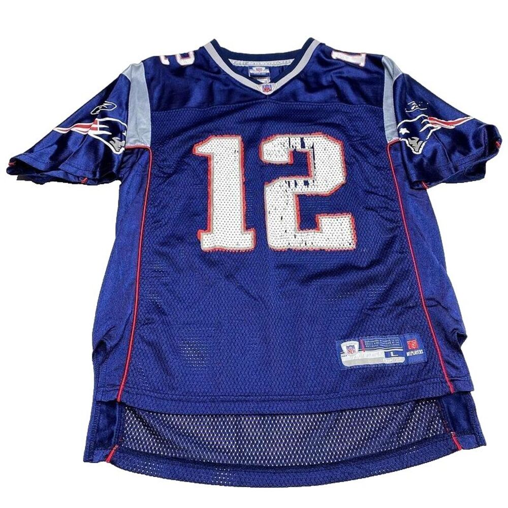 Tom Brady New England Patriots Jersey Youth L 14-16 Goat NFL Football DISTRESSED